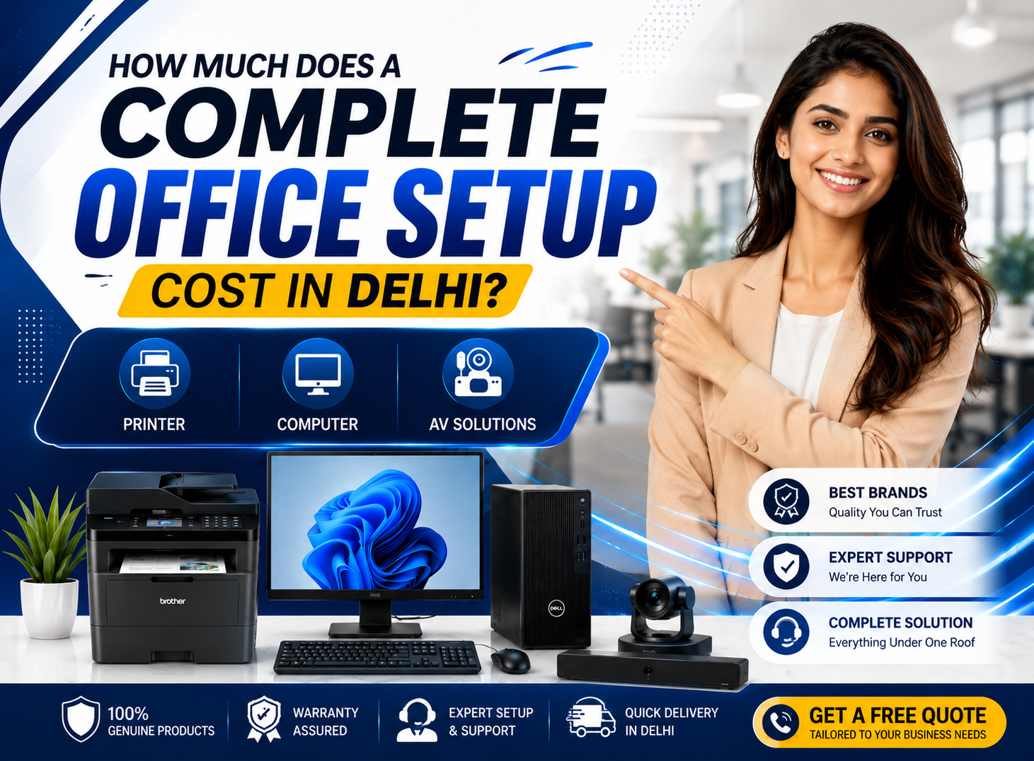 How Much Does a Complete Office Setup Cost in Delhi? (Printer + Computer + AV)