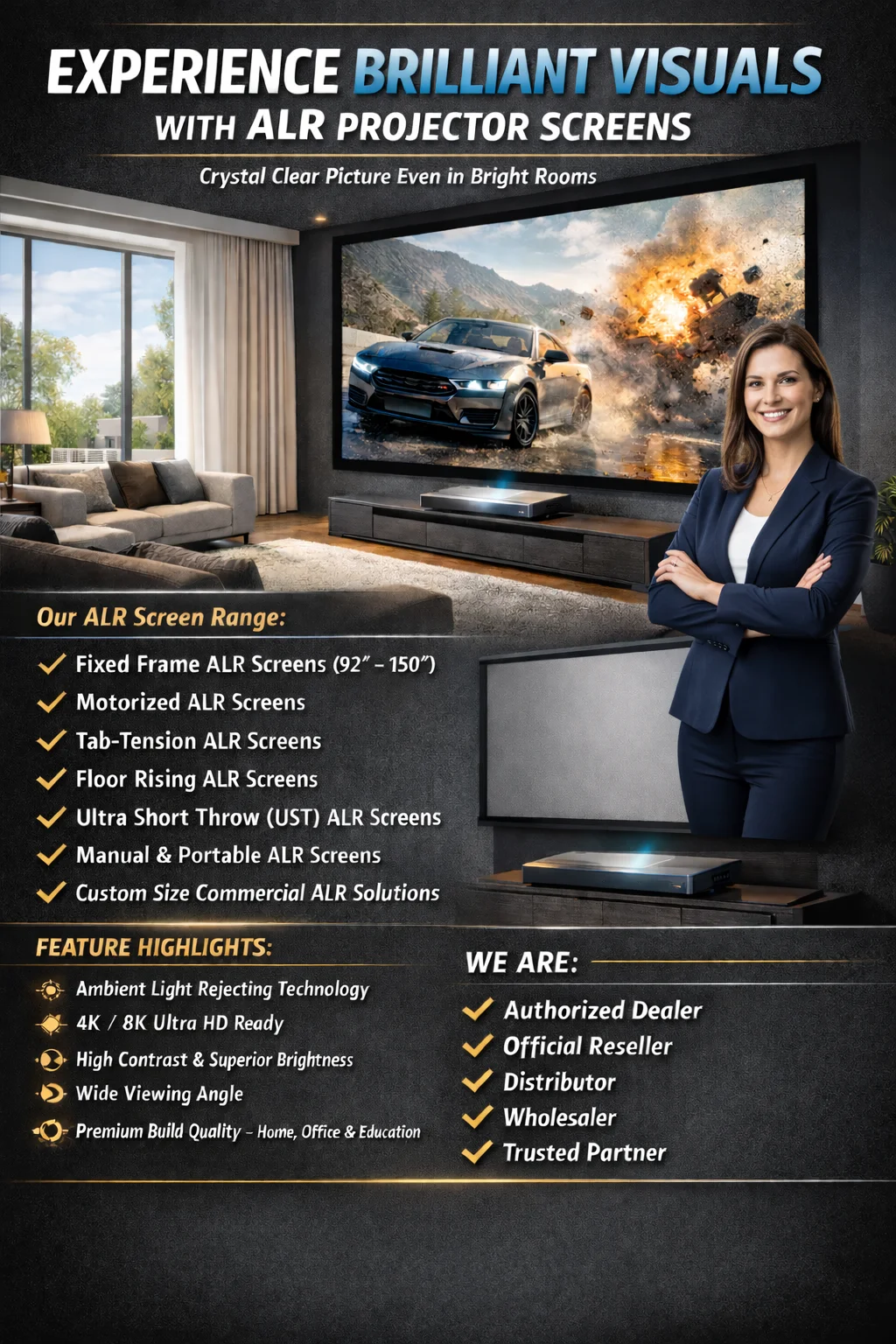 Best ALR Projector Screen Supplier in India - Sunlite Systems