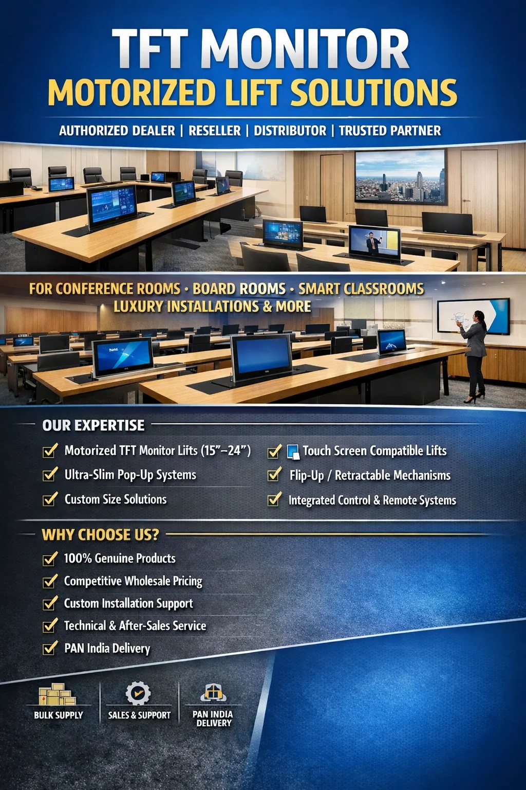 Professional TFT Monitor Motorised Lift Solutions